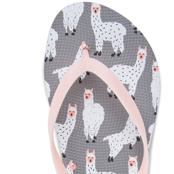 Time and Tru bundle of 2 pairs flip flops Set Size 11 12 NWT NEW Pink Grey Llama - Picture 2 of 7